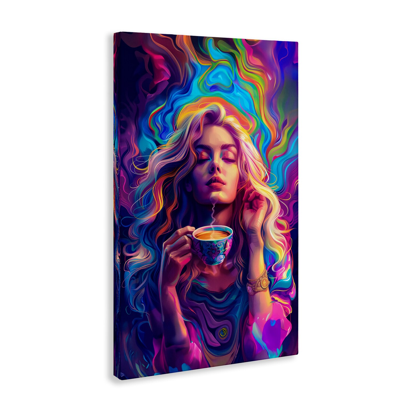 Stupell Industries Spiritual Woman Sipping Tea Canvas Design by