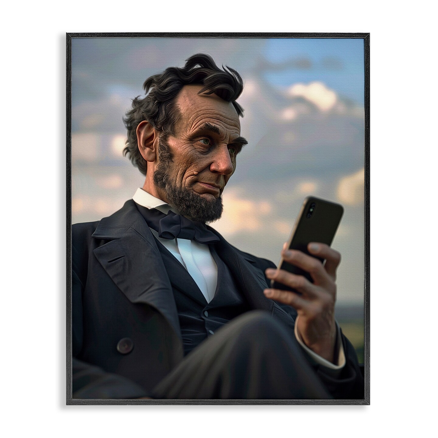 Stupell Industries Abe Lincoln with Cellphone Framed Giclee Design by Michael McKinney