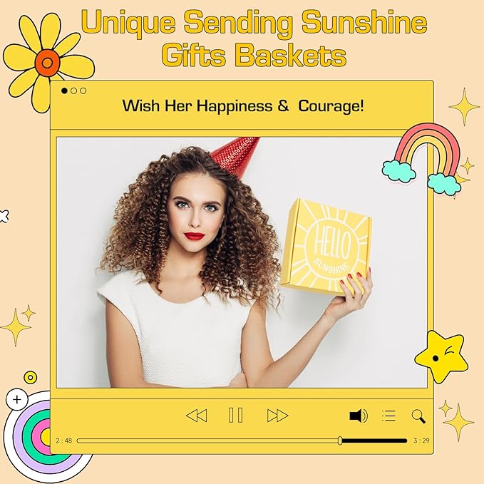 Unique 10pcs Birthday Gift Baskets for Women - Sister &#x26; Friendship Cheer Up Box with Get Well Soon &#x26; Sunshine Gifts!