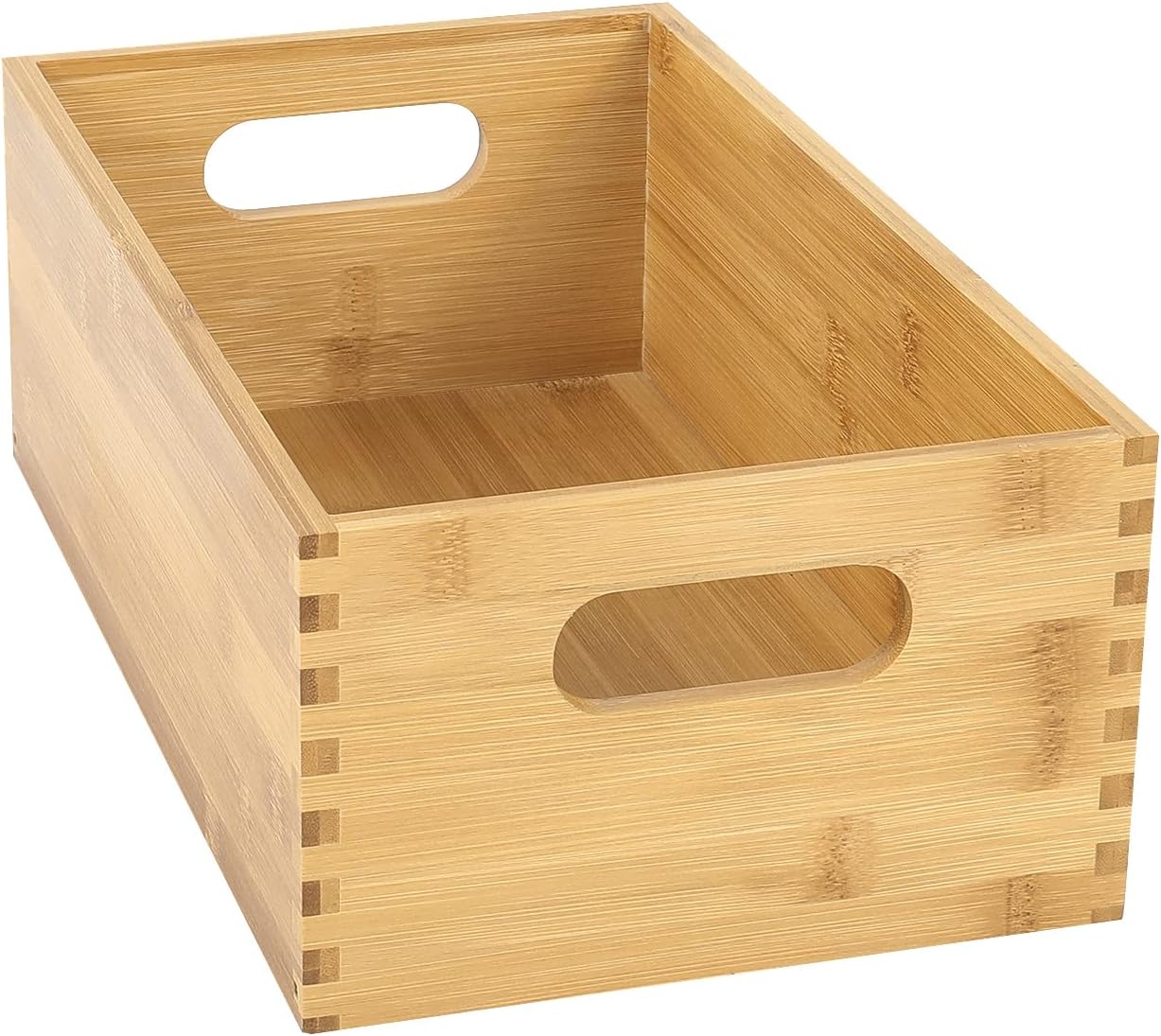 Set of 4 Nesting Wooden Crates for Storage, Bamboo Wood Storage Containers Bins, Handmade Natural Large Wooden Storage Boxes Baskets with Handles for Organizing Shelf Closet Cabinet