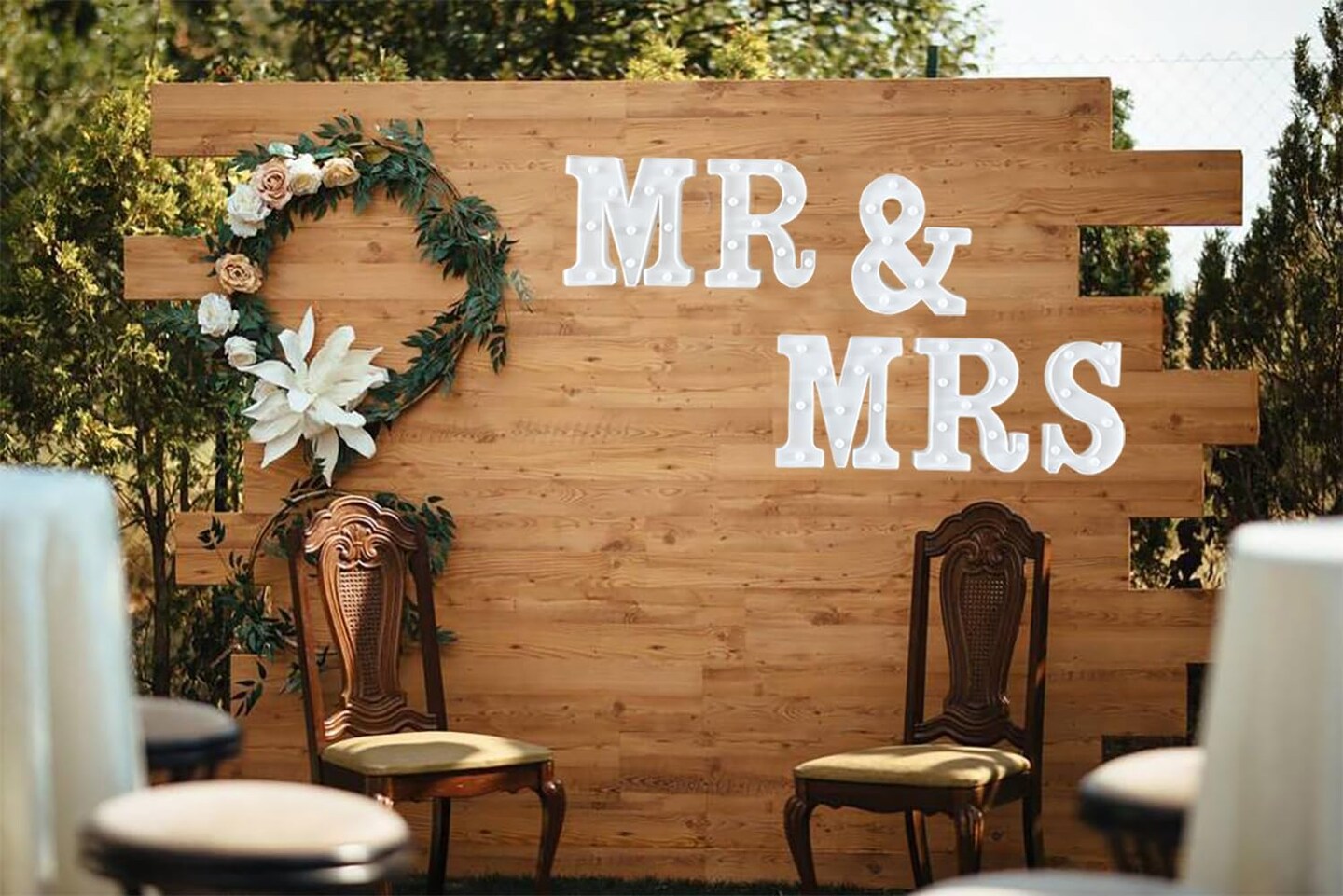 6-Piece MR &#x26; MRS LED Light Sign Set &#x2013; Wedding, Engagement, Anniversary &#x26; Table D&#xE9;cor, Photo Prop