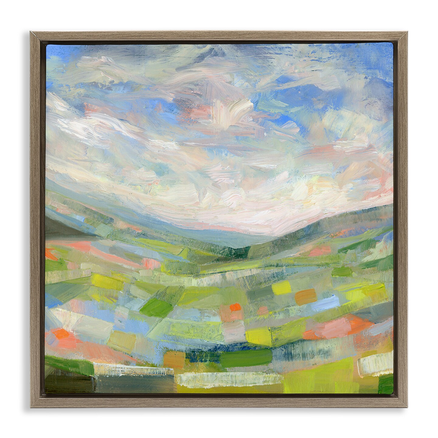 Stupell Industries Jolly Geometric Countryside Scene Floating Frame ...
