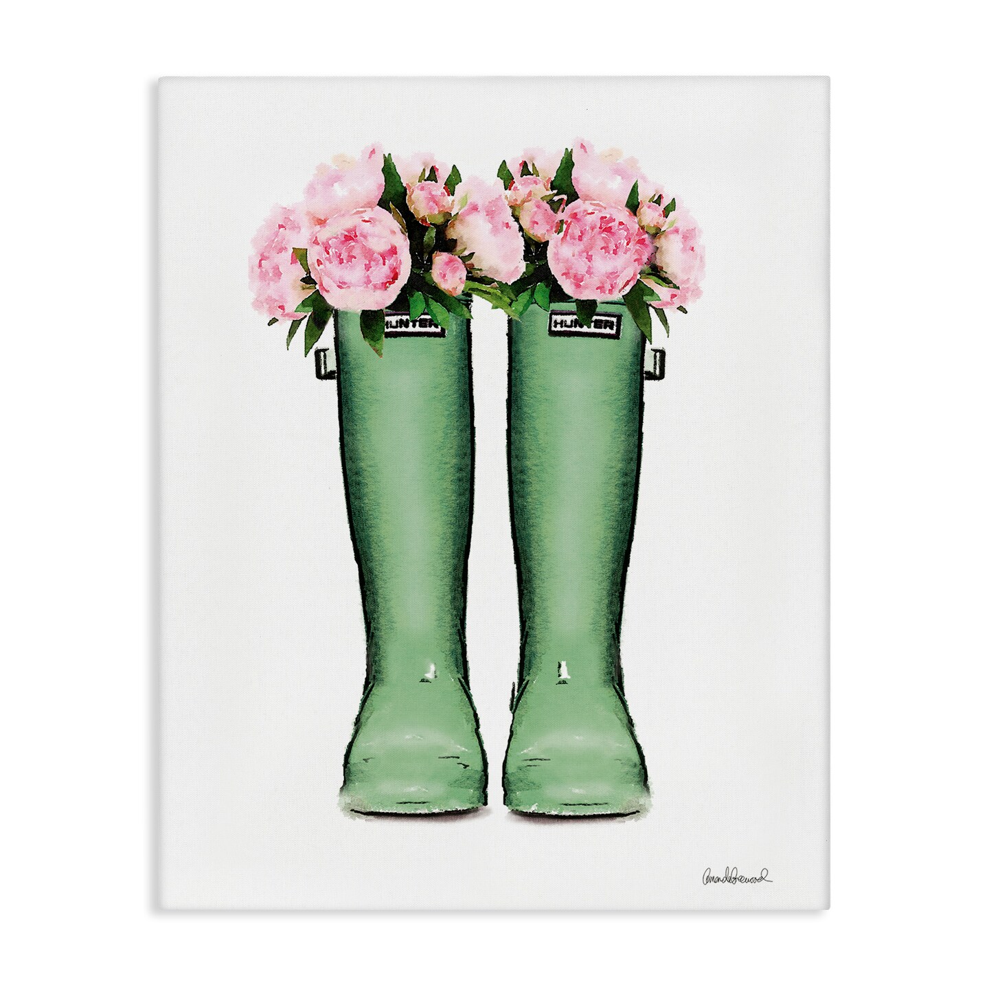 Stupell Industries Country Boots with Peonies Canvas Design by Amanda Greenwood