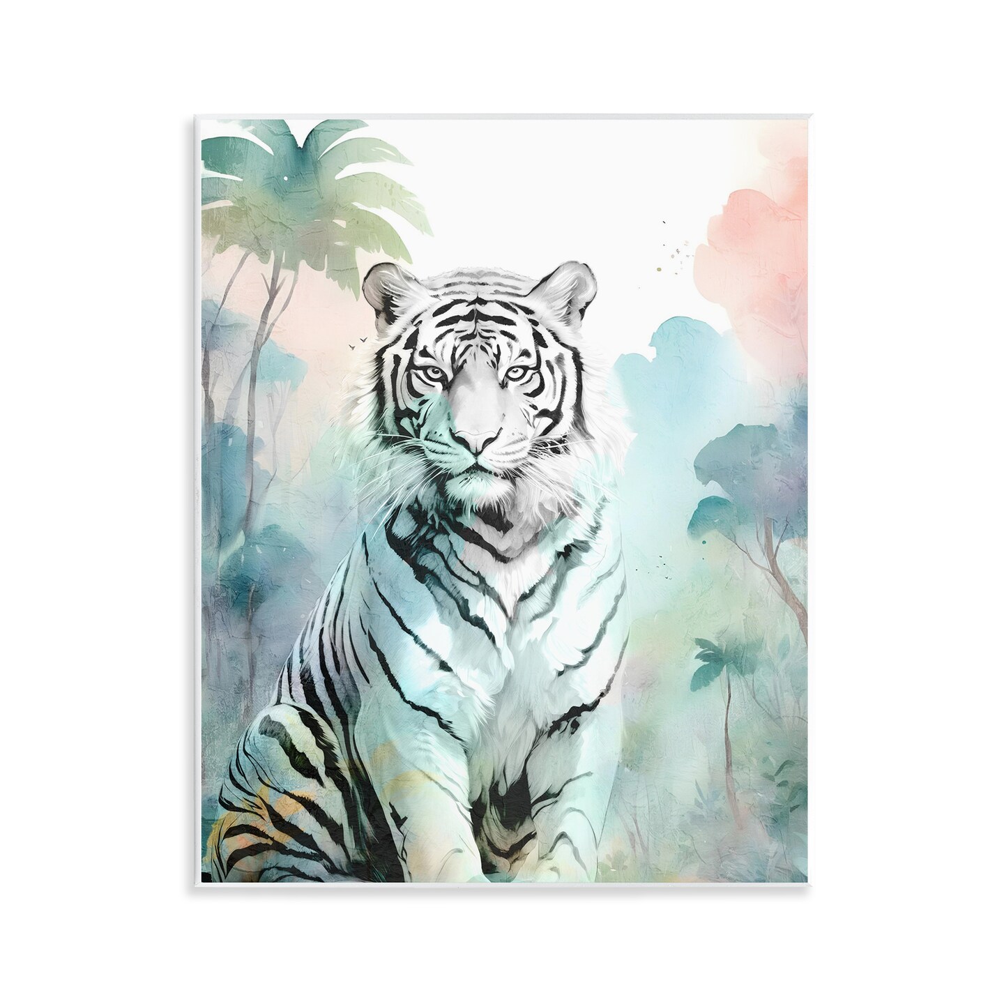 Stupell Industries White Tiger in Jungle Wall Plaque Design by Kim Allen