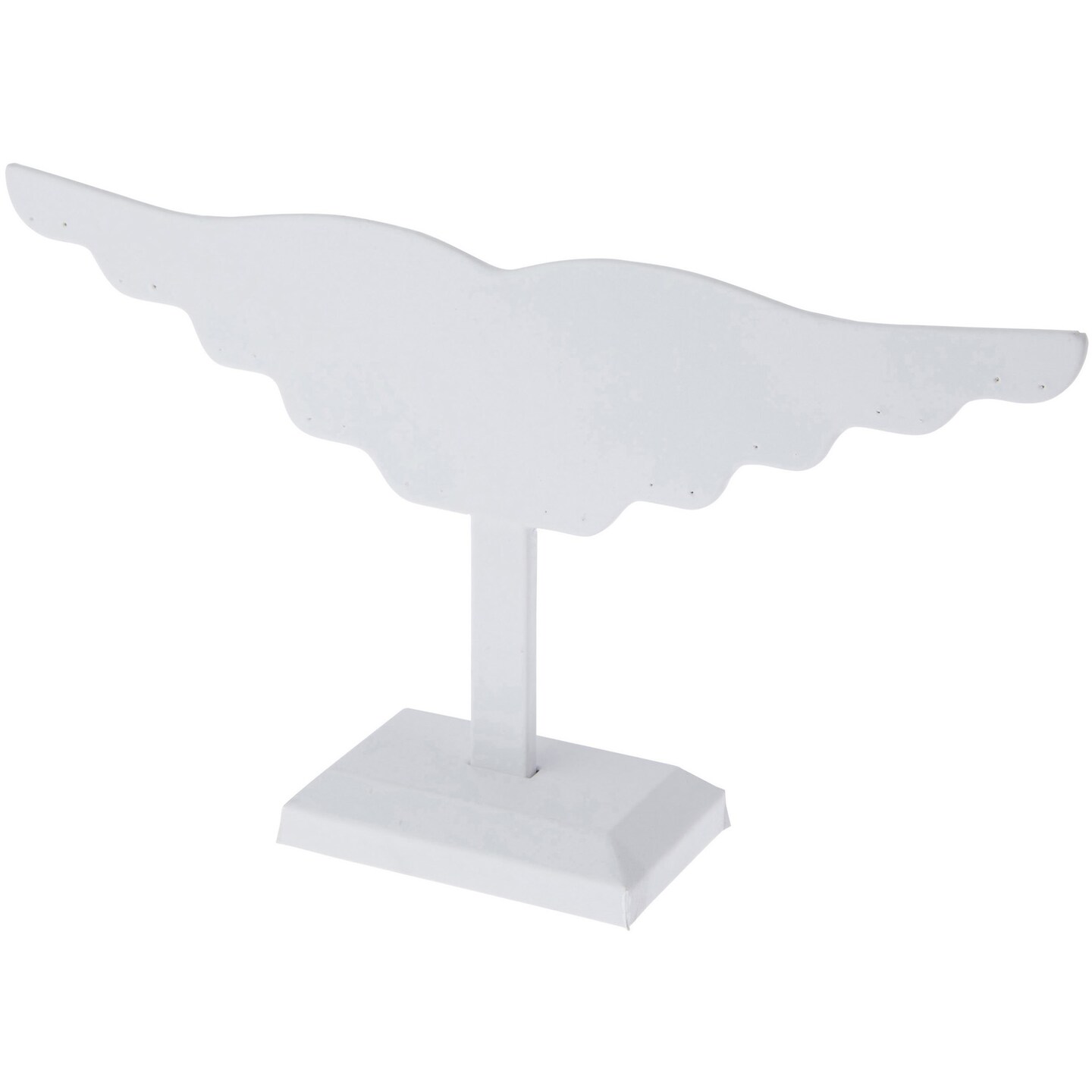 Plymor White Faux Leather Wing Style, Ten Pair Earring Display Stand, 12.5" W x 6.5" H