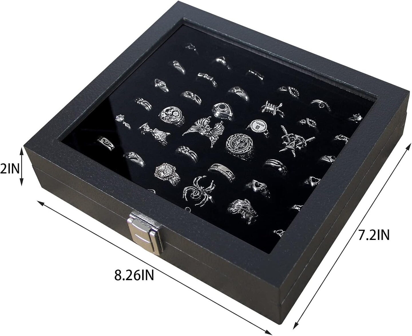 Ring Organizer Display Case Black Jewelry Storage