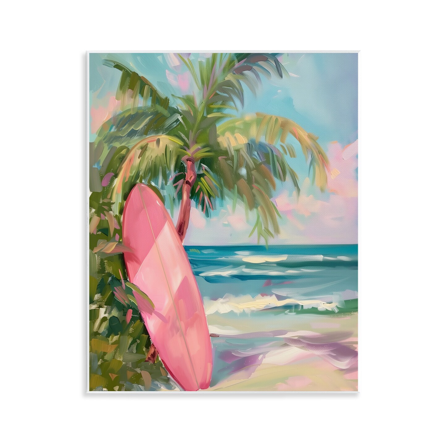 Stupell Industries Pink Surfboard on Beach Wall Plaque Design by Arlington Prints