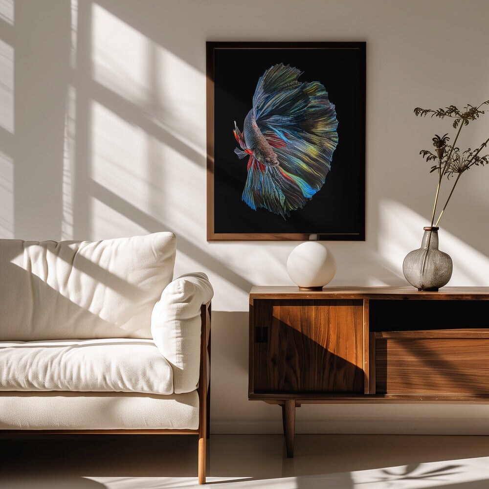 The  Betta Fish - Andi Halil 24x36 Black Framed Art | Home or Office Art