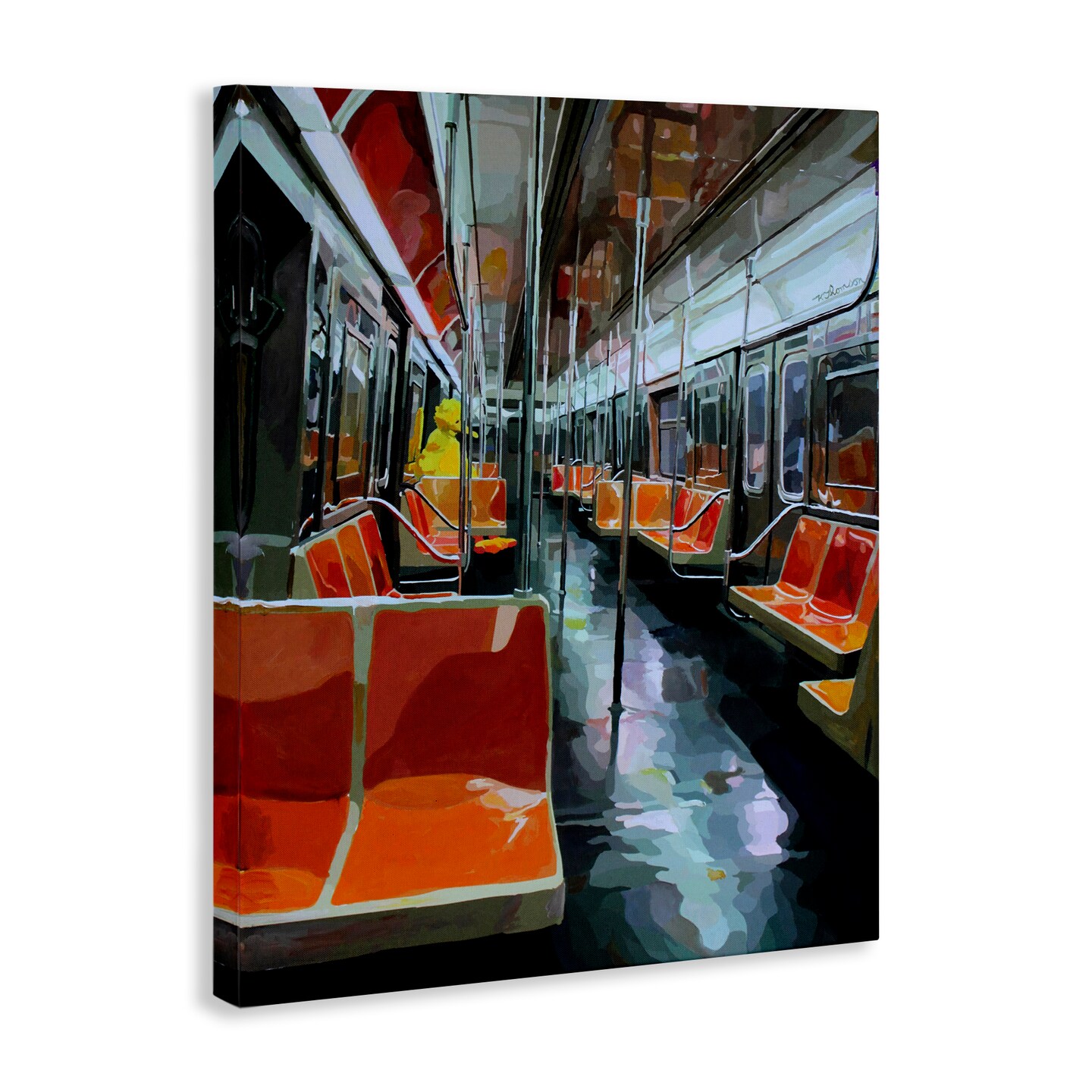 Stupell Industries Bird Character in Subway Train Canvas Design by Keith Thomson