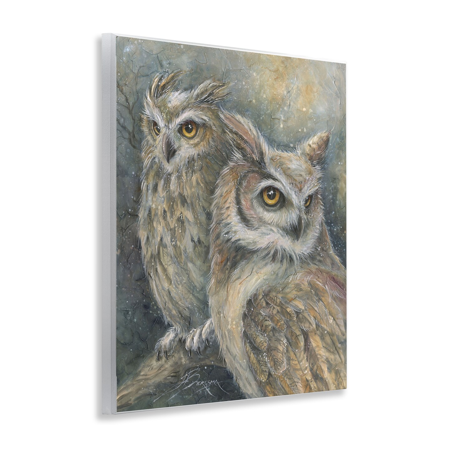 Stupell Industries Neutral Feathered Owl Pair Wall Plaque Design by Jody Bergsma