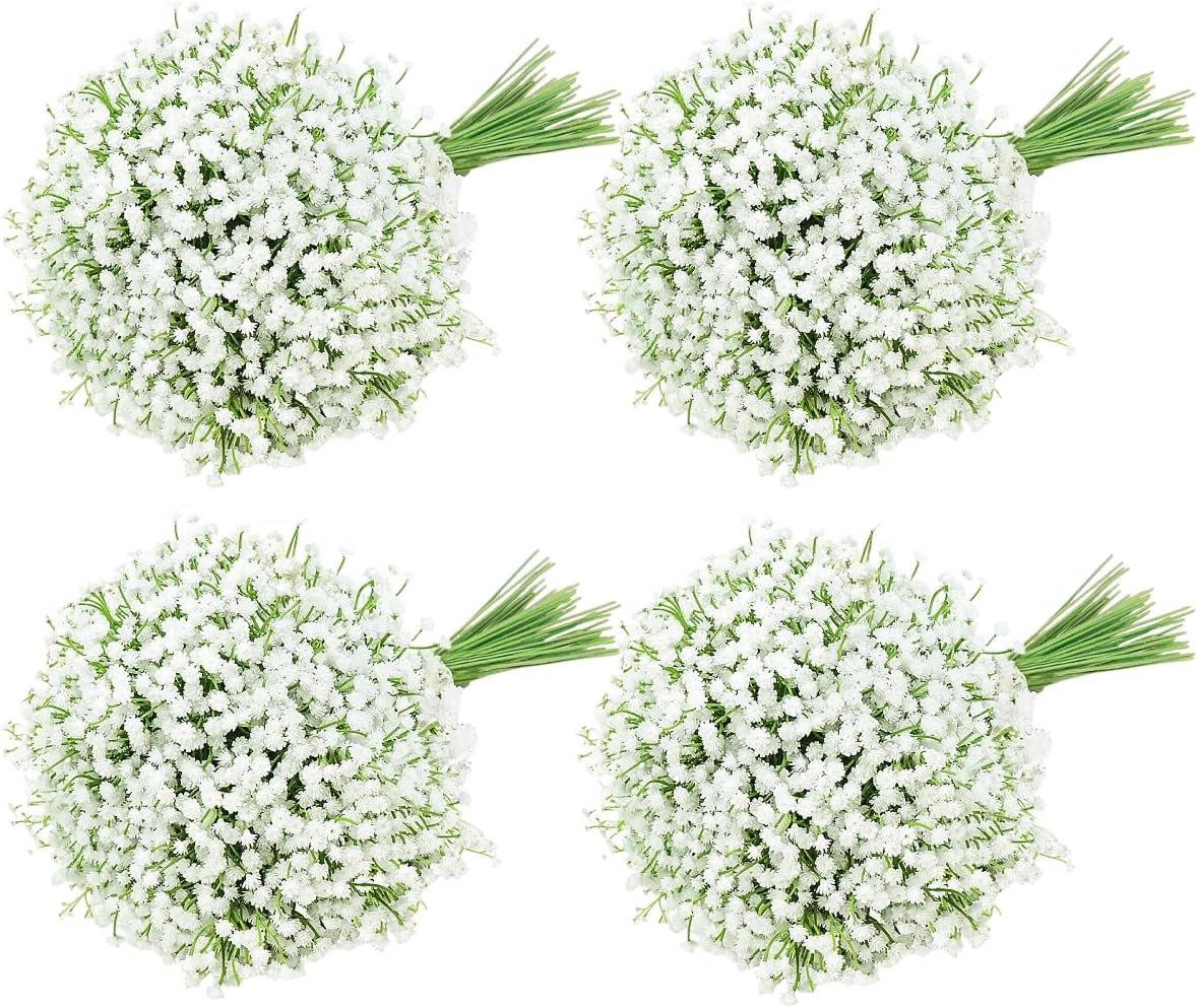 120 PCS Babys Breath Artificial Flowers,Artificial Baby Breath Gypsophila Flowers Bulk,White Flowers Real Touch Gypsophila Floral in Bulk,Home Wedding Garden Decor (120-Pcs)