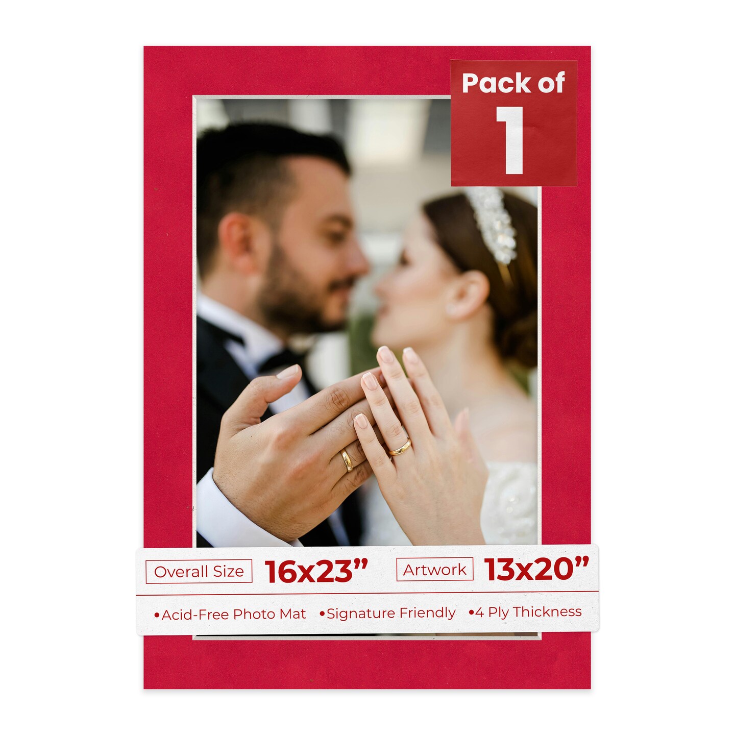 Cherry Red Suede Mat Board for 16x23 Frames - Fits 13x20 Photos, Color ...