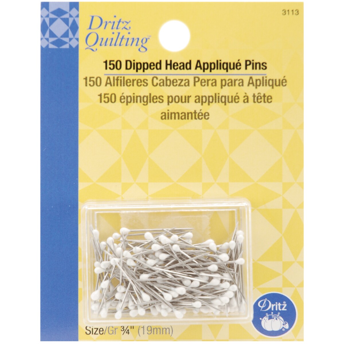 Dritz Quilting Applique Pins Dipped Head 150/Pkg-Size 12