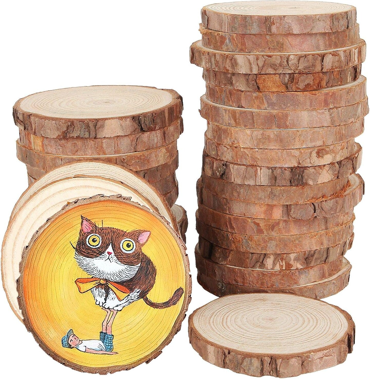 50 Pcs Natural Wood Slices 4 Inches