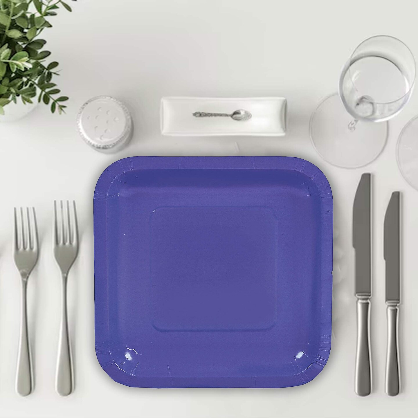24 Count Purple Square Paper Dessert Plates Count Elegant Disposable Plates for Parties and Events 7"