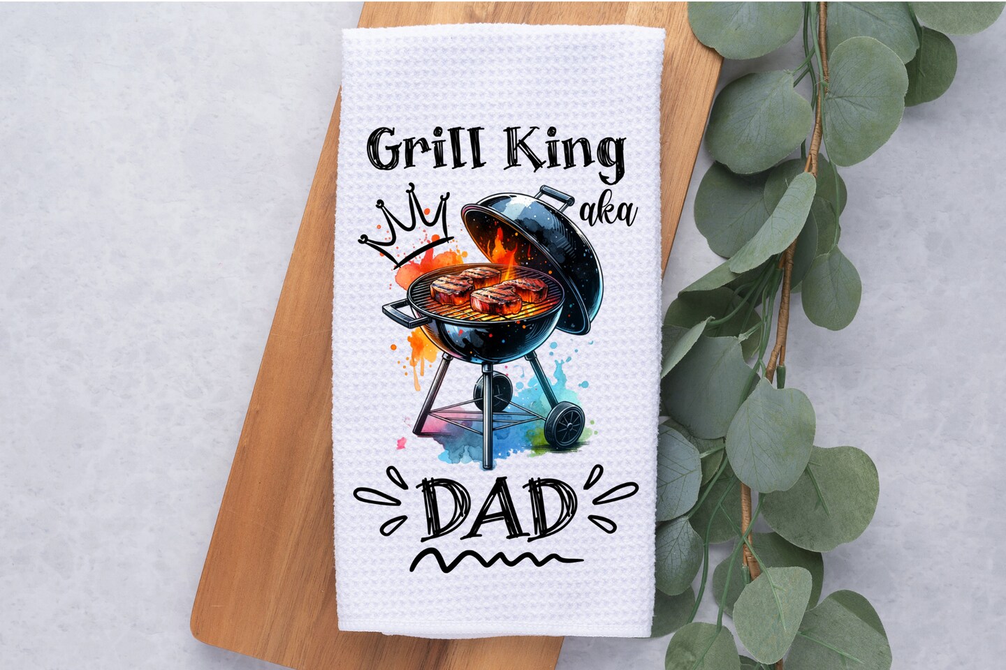 Grill King AKA Dad Hand Tea Kitchen Towel, Father's Day Gift, Gift For Dad, Dad Grilling Hand Towel, Gift From Kids 279347356542599168