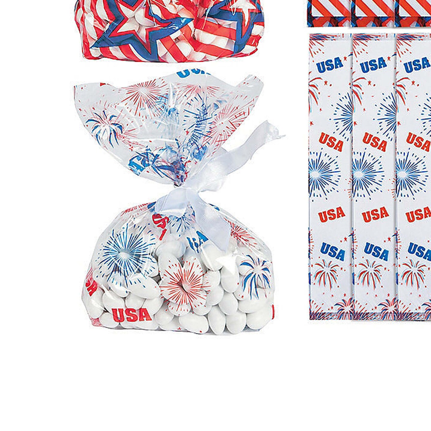 4th of July 5 x 11 Patriotic Cellophane Bag Assortment 36 Pieces