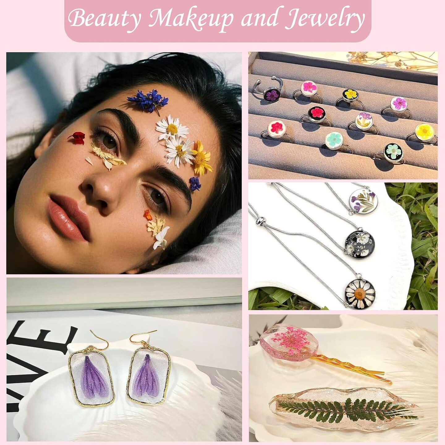 80-Piece Natural Dried Pressed Flowers for Crafts – Soft Yellow, White & Pink – Perfect for Resin, Jewelry, Candles, Soap Making & DIY Art – Tweezers Included (White 80pcs)