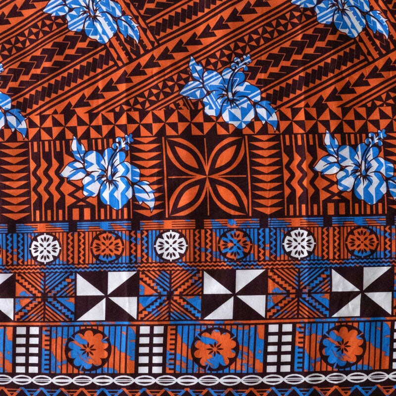 1 Yard Traditional Polynesian Geometric Flower Design 100% Cotton ...