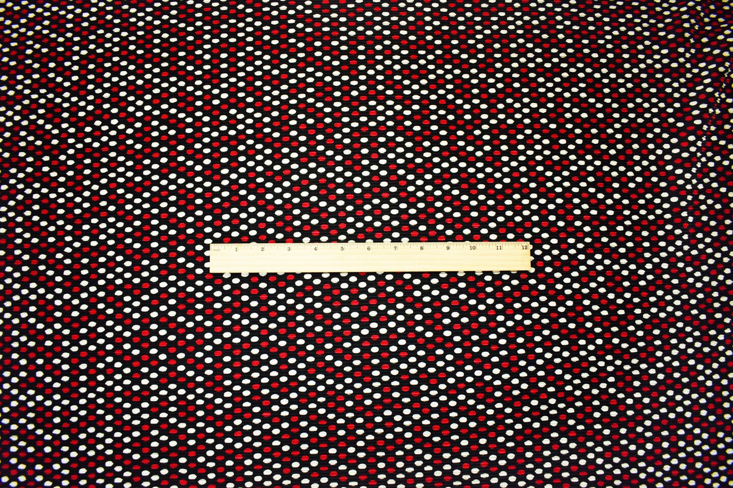 Black-Multi Poly Stretch Spandex Dot Print Pleated Interlock Knit Fabric By the Yard