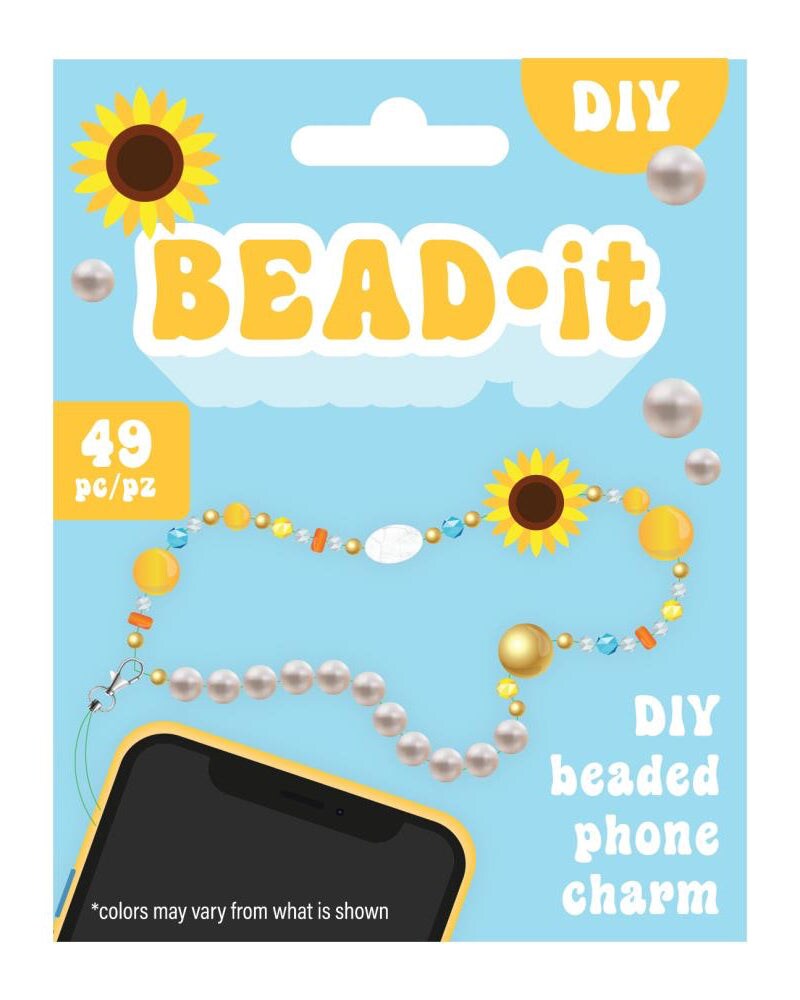 DIY Sunflower Bead It Phone Charm or Bracelet Kit Kids Craft Gift
