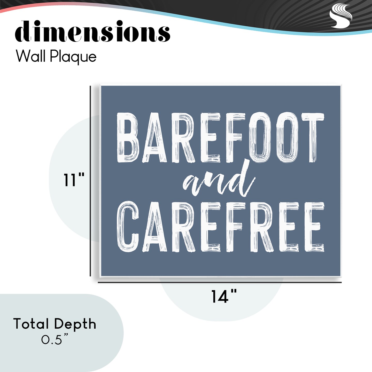 Stupell Industries Barefoot & Carefree Blue Wall Plaque, design by Lettered and Lined