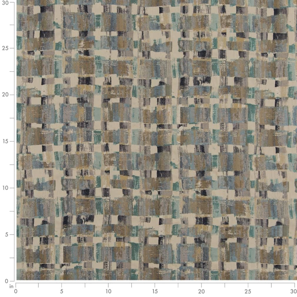 Aqua Blue Green Abstract Small Scale Woven Pattern Upholstery Fabric by The Yard - SKU: Raven Gulf