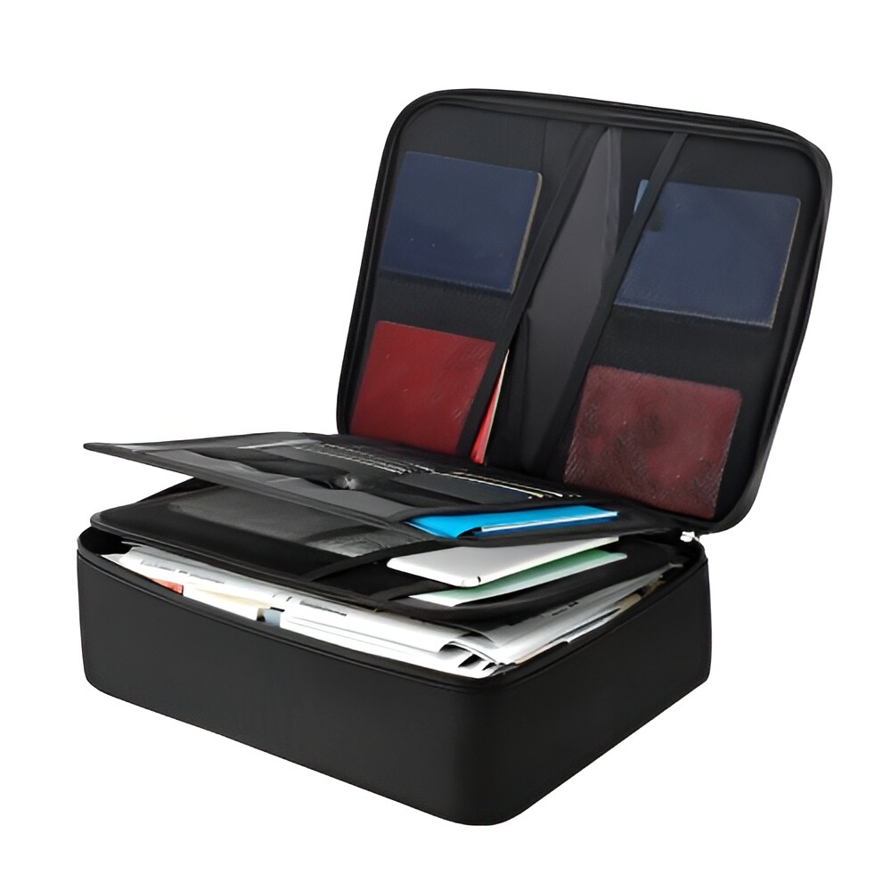 Portable Fireproof Document Box, Heat and Water Resistant Safe with Lock for Important Files