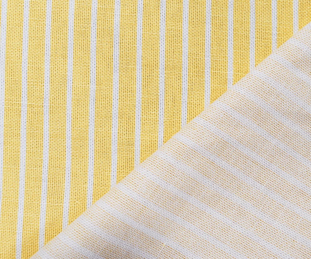 Yellow Cotton Stripe Basket Canvas Home Decorating Fabric By the Yard