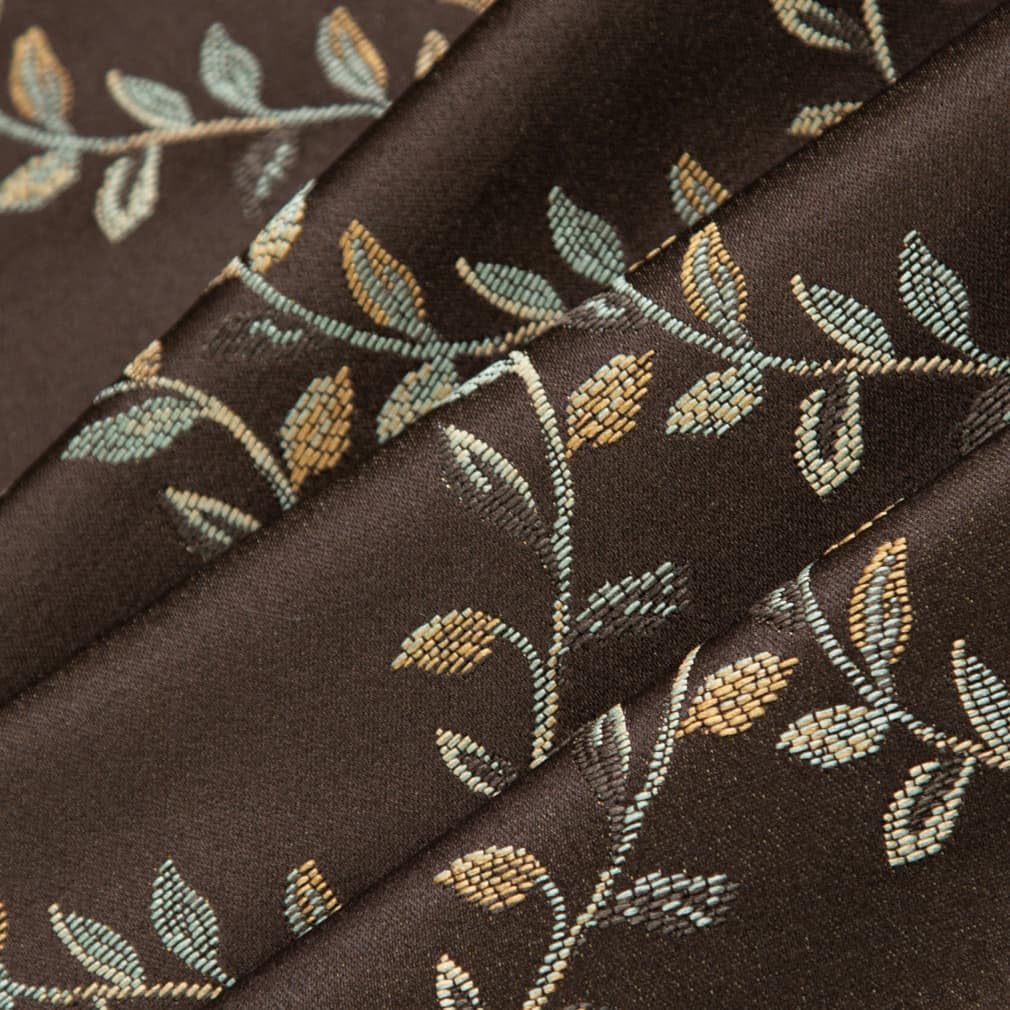 Brown Diamond Leaves Woven Pattern Upholstery Fabric by The Yard - SKU: Frank Walnut