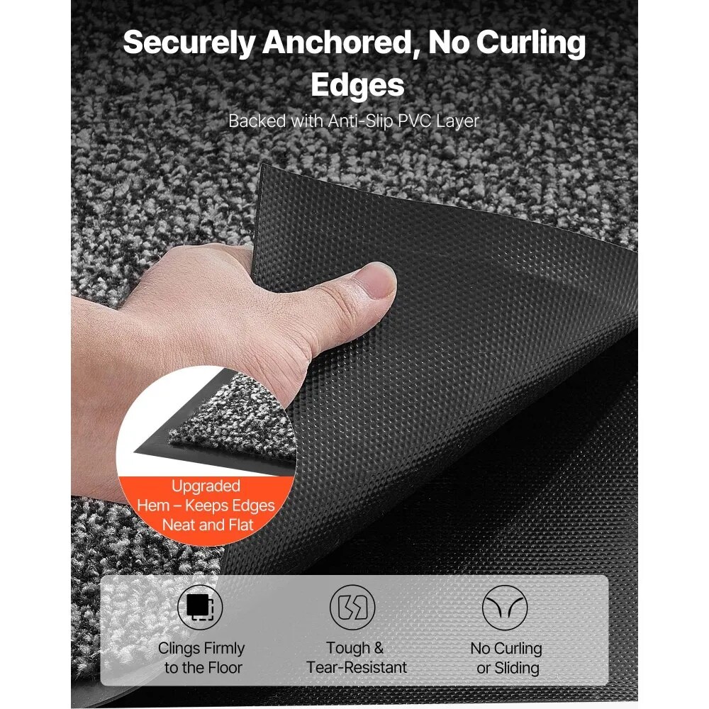 Heavy Duty Front Door Mat 5x3 ft Rug Indoor Outdoor Hallway Kitchen Balcony Grey