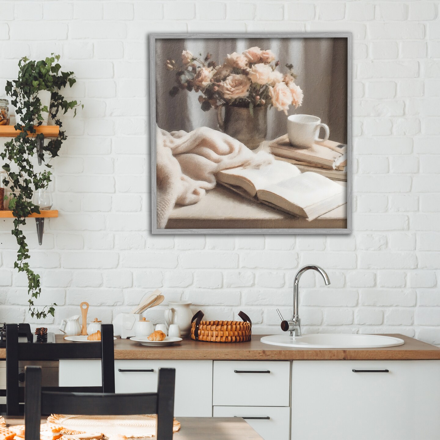 Stupell Industries Morning Coffee Floral Journaling Framed Giclee, design by Riley B