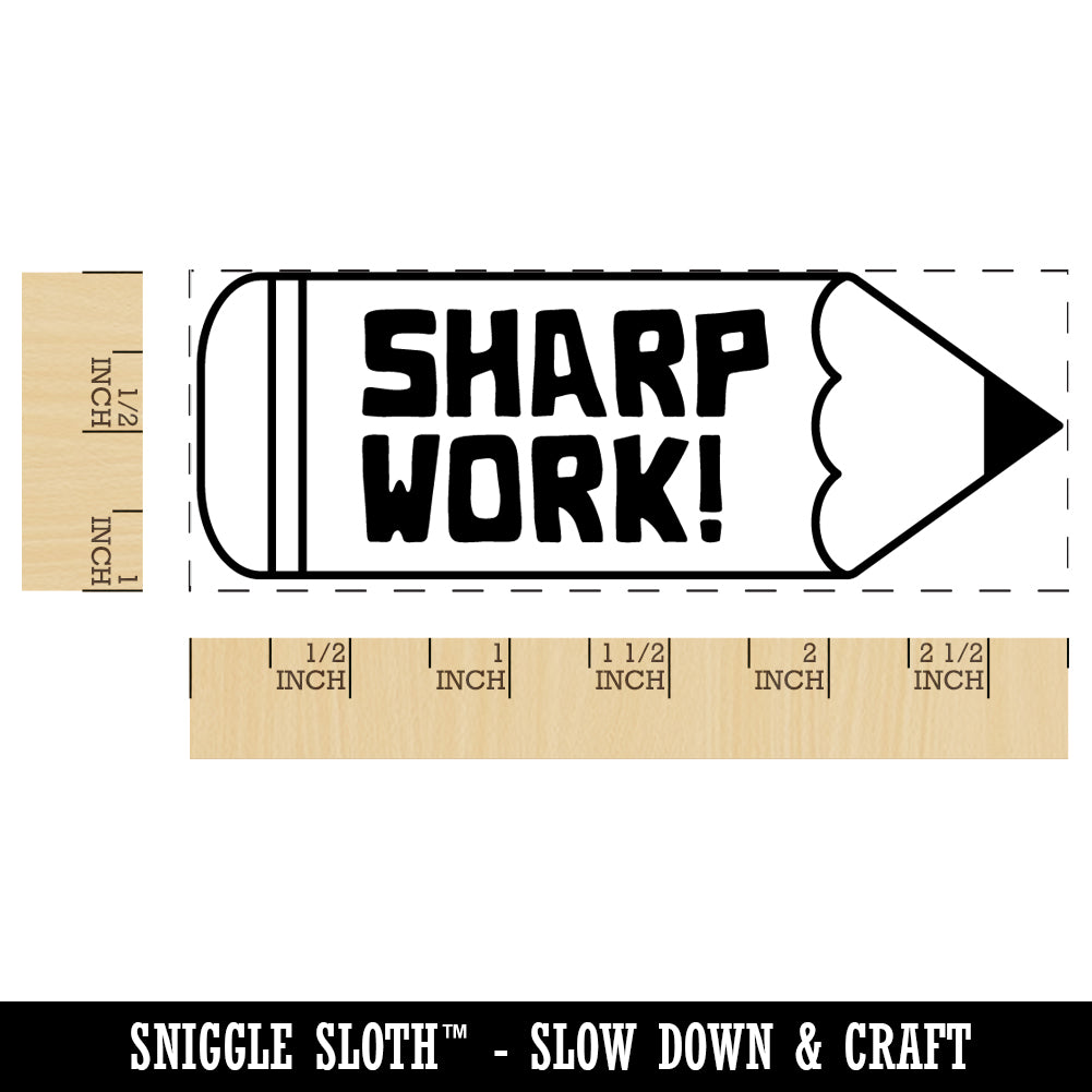 Sharp Work Pencil Teacher Student School Self-Inking Rubber Stamp Ink Stamper