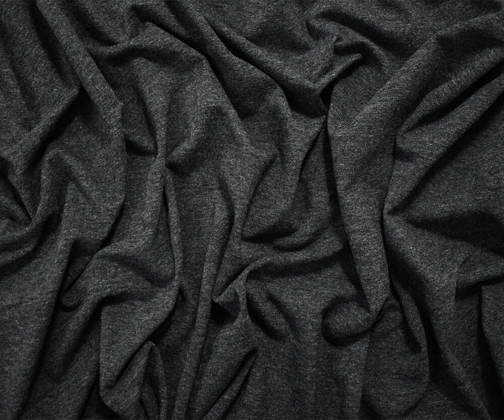 Heather Charcoal Gray Solid Cotton-Poly Spandex Knit Fabric - 12 oz - Reorderable By the Yard