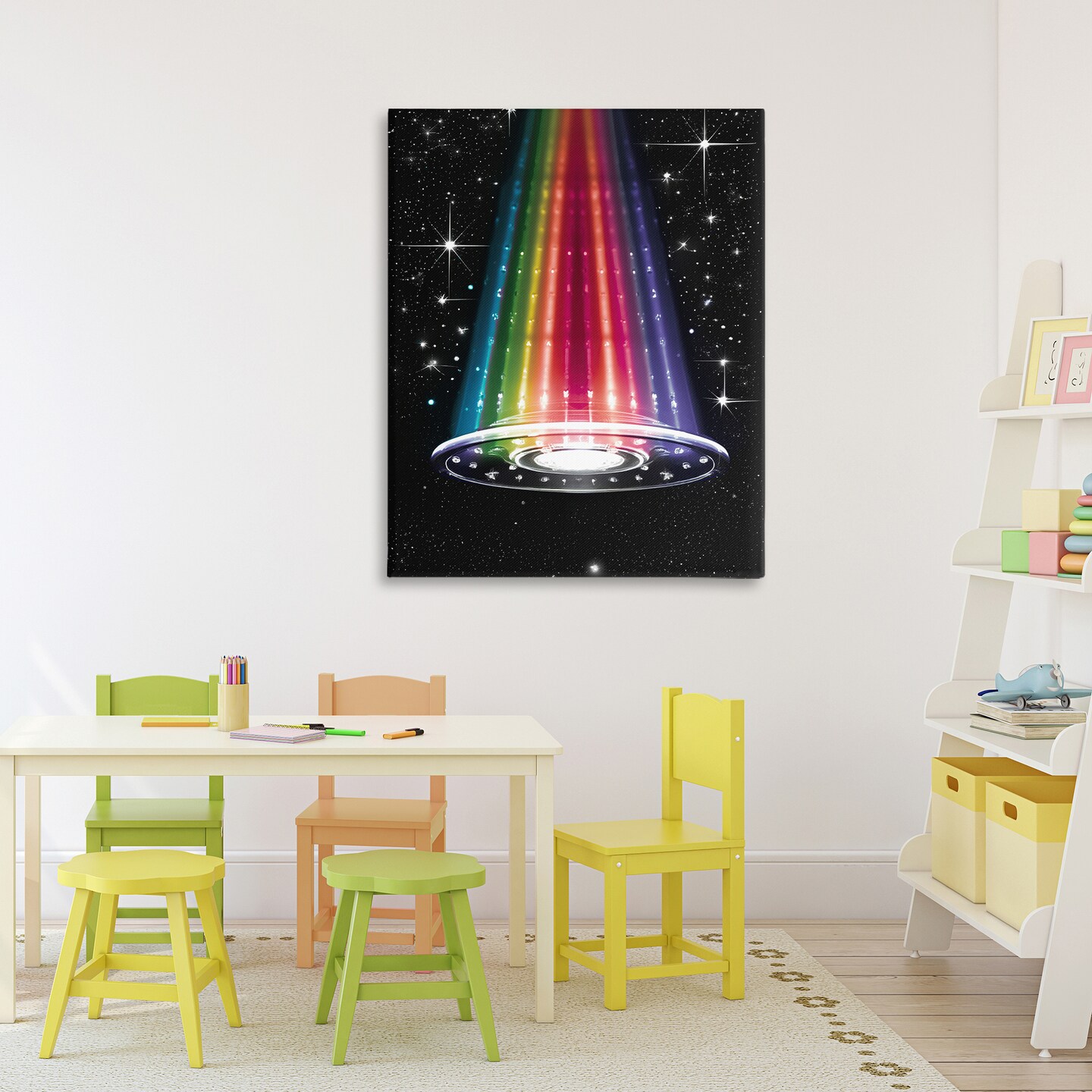Stupell Industries Rainbow Galaxy UFO Canvas, design by Sasha