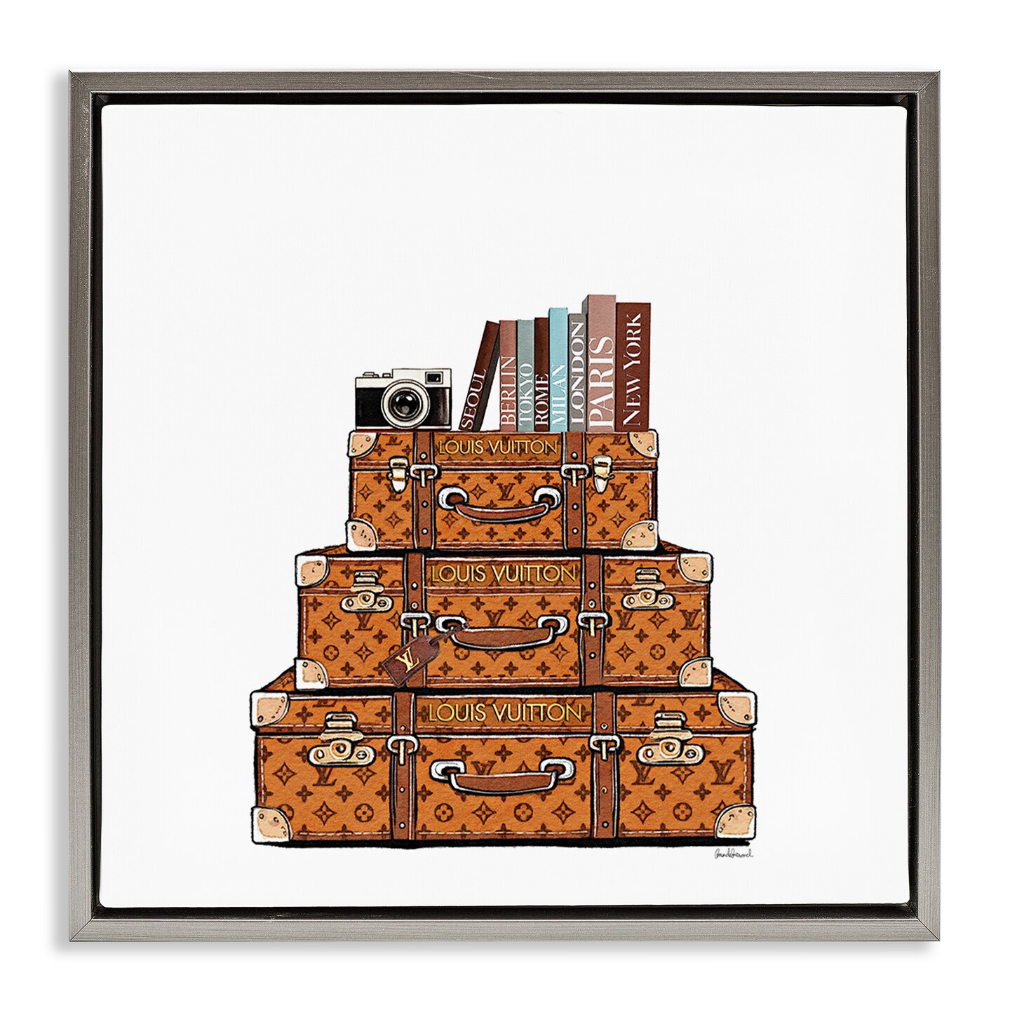 Stupell Industries Vintage Glam Luggage Stack Floating Frame, design by Amanda Greenwood