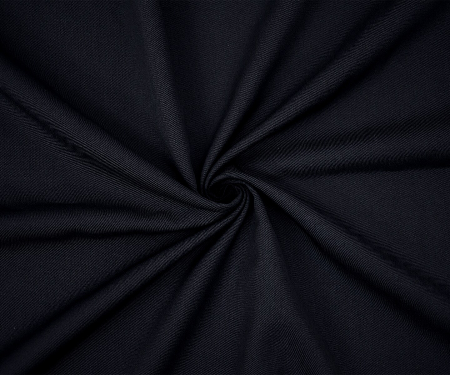 Dark Navy Blue-Black Poly-Wool Solid Twill Woven Suiting Fabric By the Yard