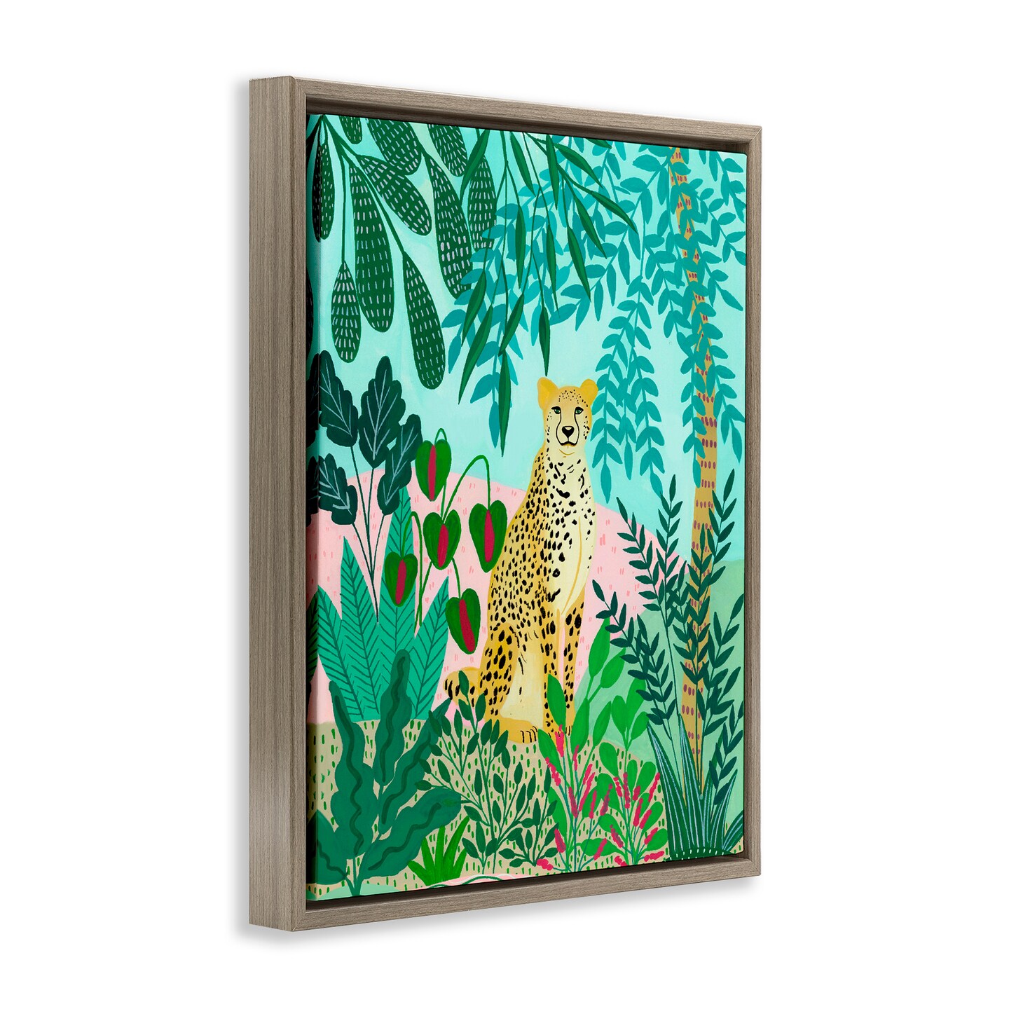 Stupell Industries Stoic Leopard Tropical Forest Floating Frame, design by Nabeela Rumi