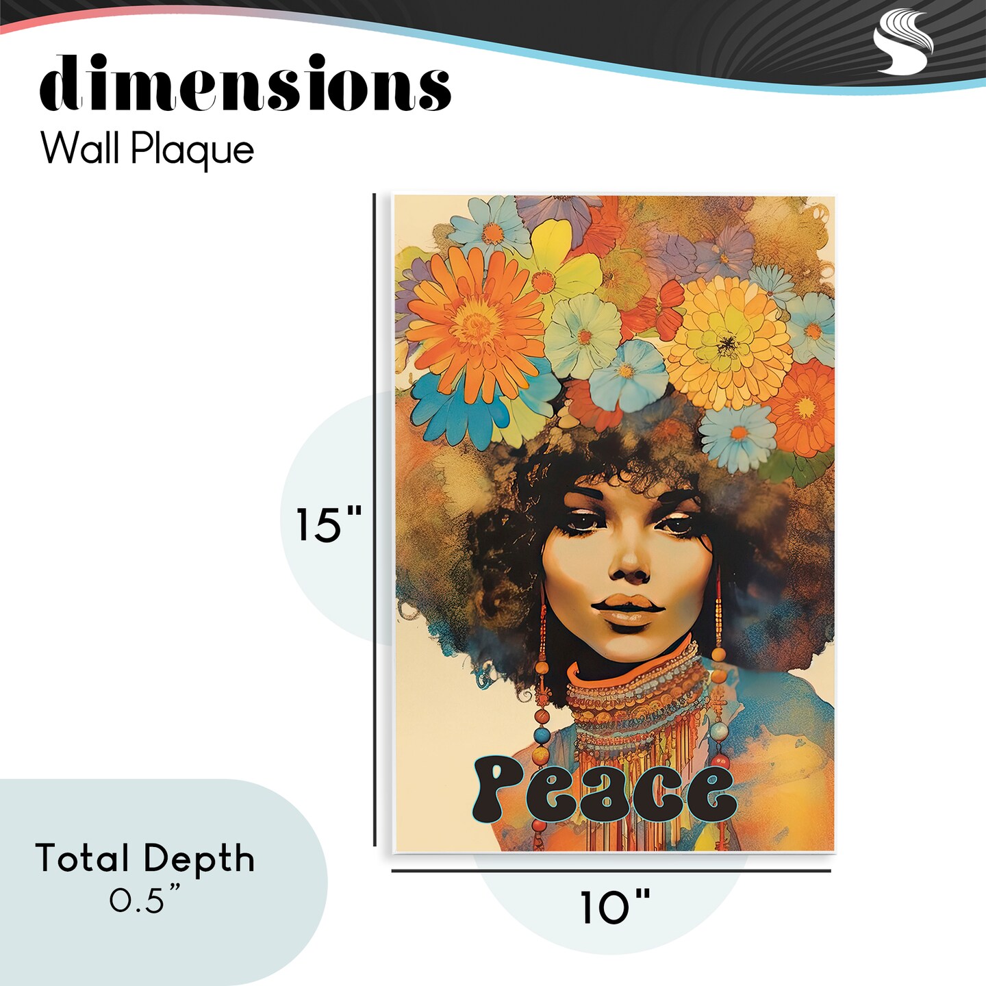 Stupell Industries Peace Groovy Afro Girl Wall Plaque, design by Sasha
