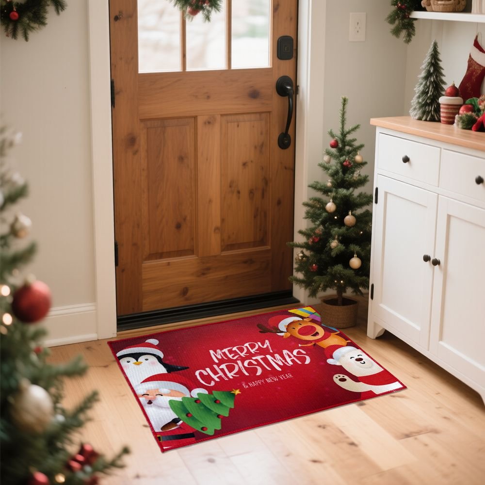 Edge Collections – Festive Christmas Letter Design Front Doormat Indoor Outdoor Rugs – 1 Piece
