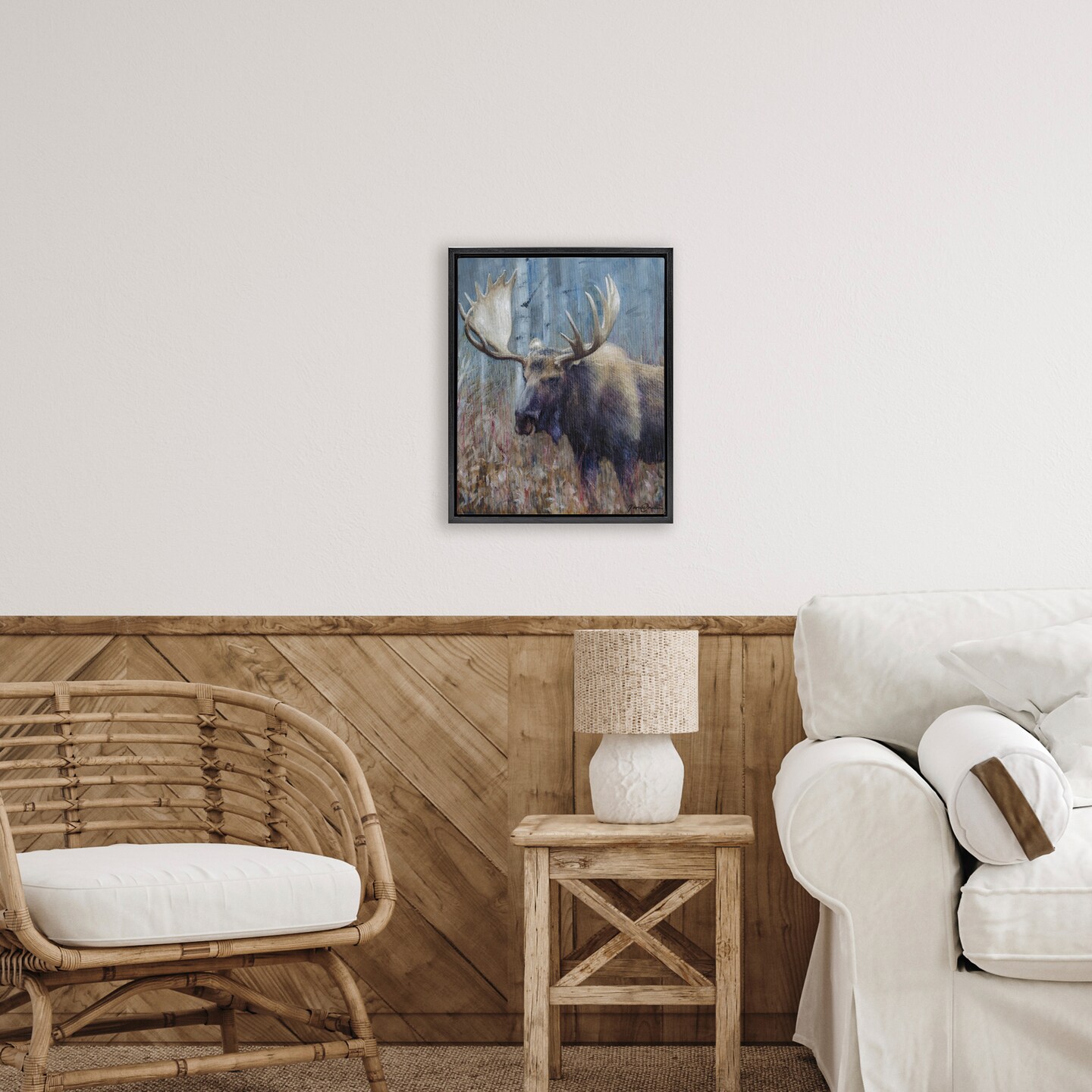 Stupell Industries Expressive Moose in Forest Floating Frame, design by James Corwin