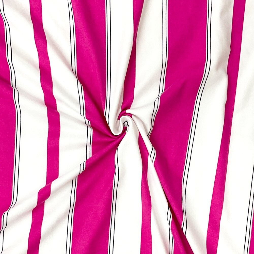 Pink-Multi Poly Stretch Spandex Vertical Stripe Print DB Jersey Knit Fabric By the Yard