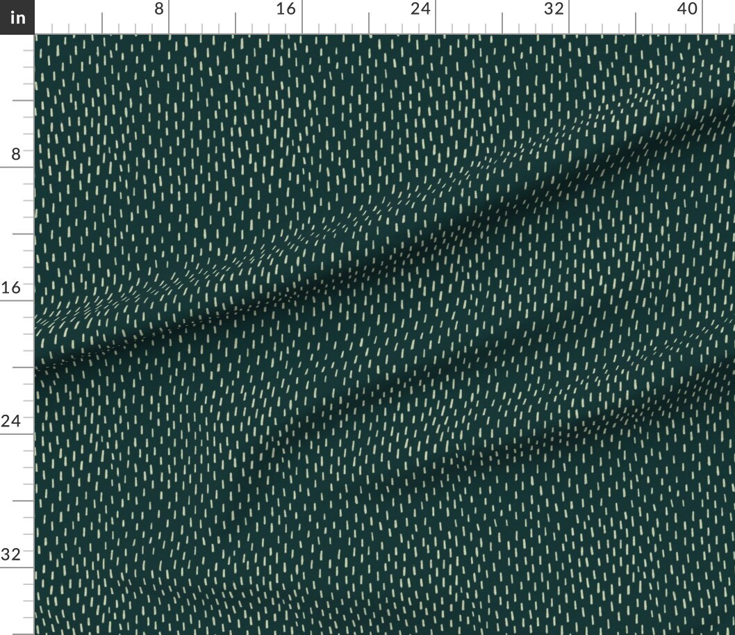 Dark Green Abstract Hand Drawn Dashes Rustic Boho Farmhouse Simple Stripes Custom Printed Fabric by Spoonflower Various Fabrics by the Yard or Fat Quarter