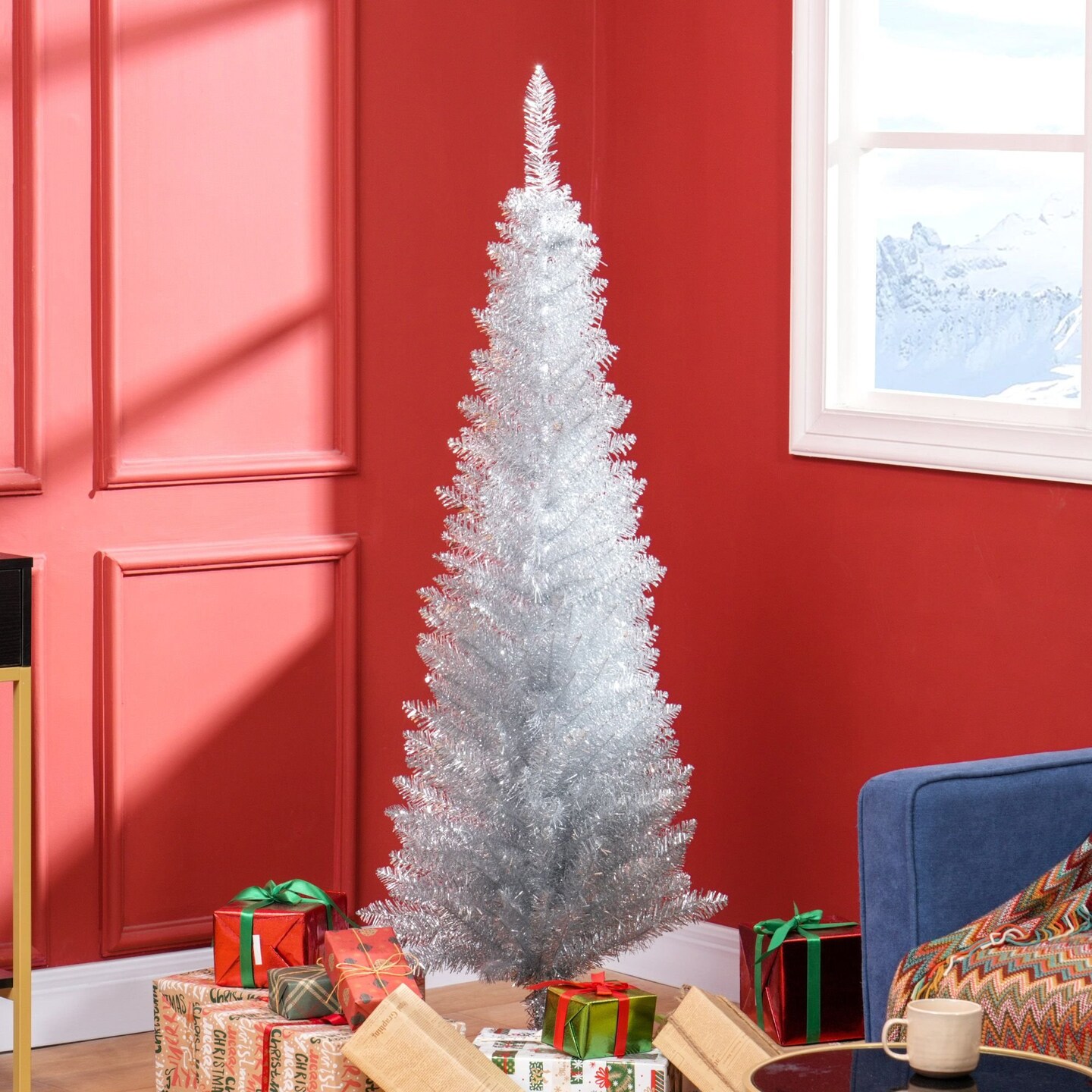 Edge Collections - 5' - Pencil Artificial Christmas Trees for Easy Holiday Decorating - 1 Piece