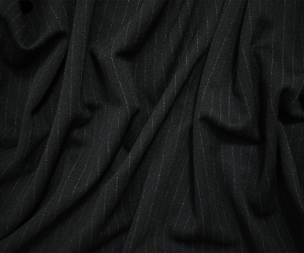 Black-Gray Poly-Rayon-Wool Japanese Vertical Striped Double Knit Fabric By the Yard