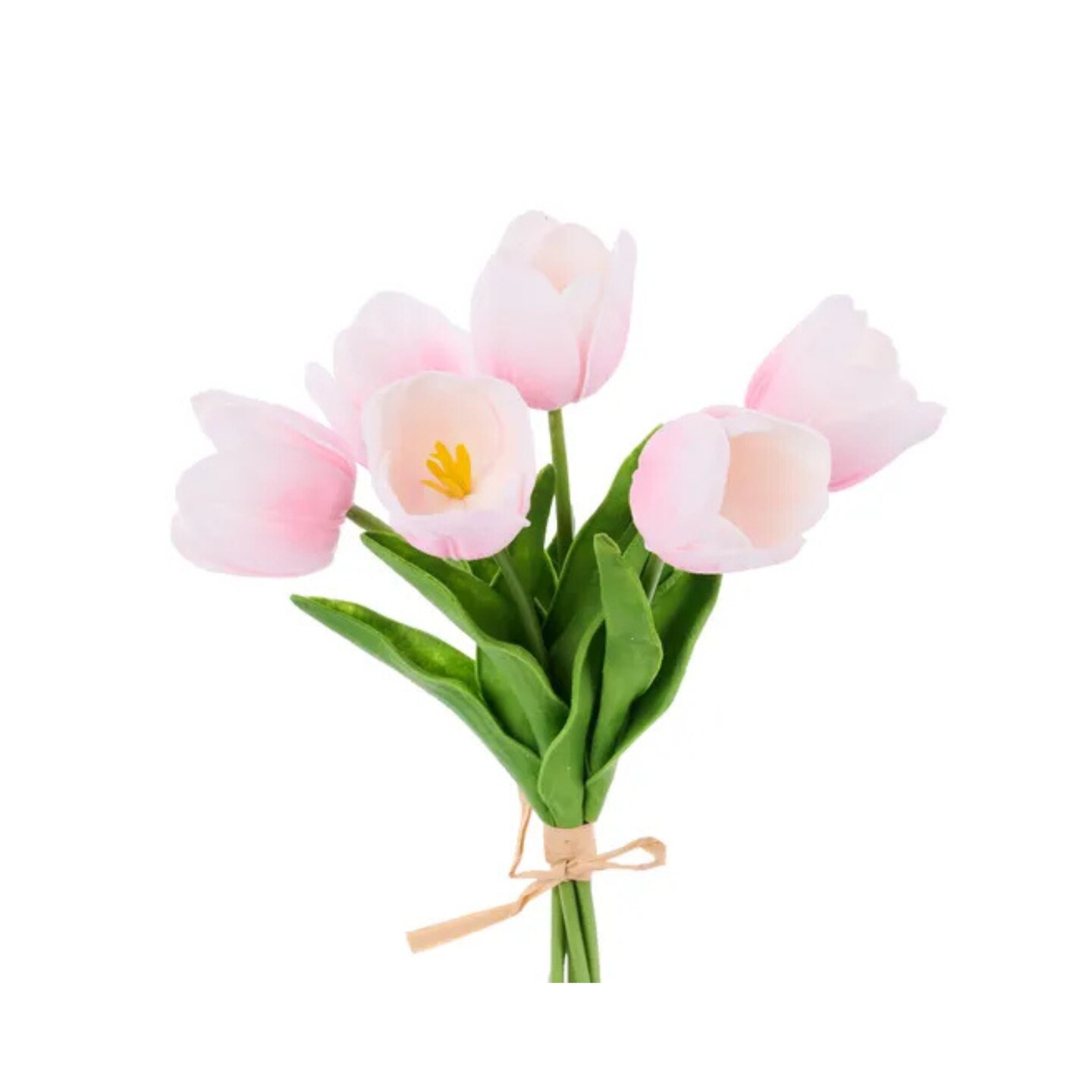 Light Pink Artificial Tulip Bundle – Real Touch 6-Stem Spring Flowers-FN172415