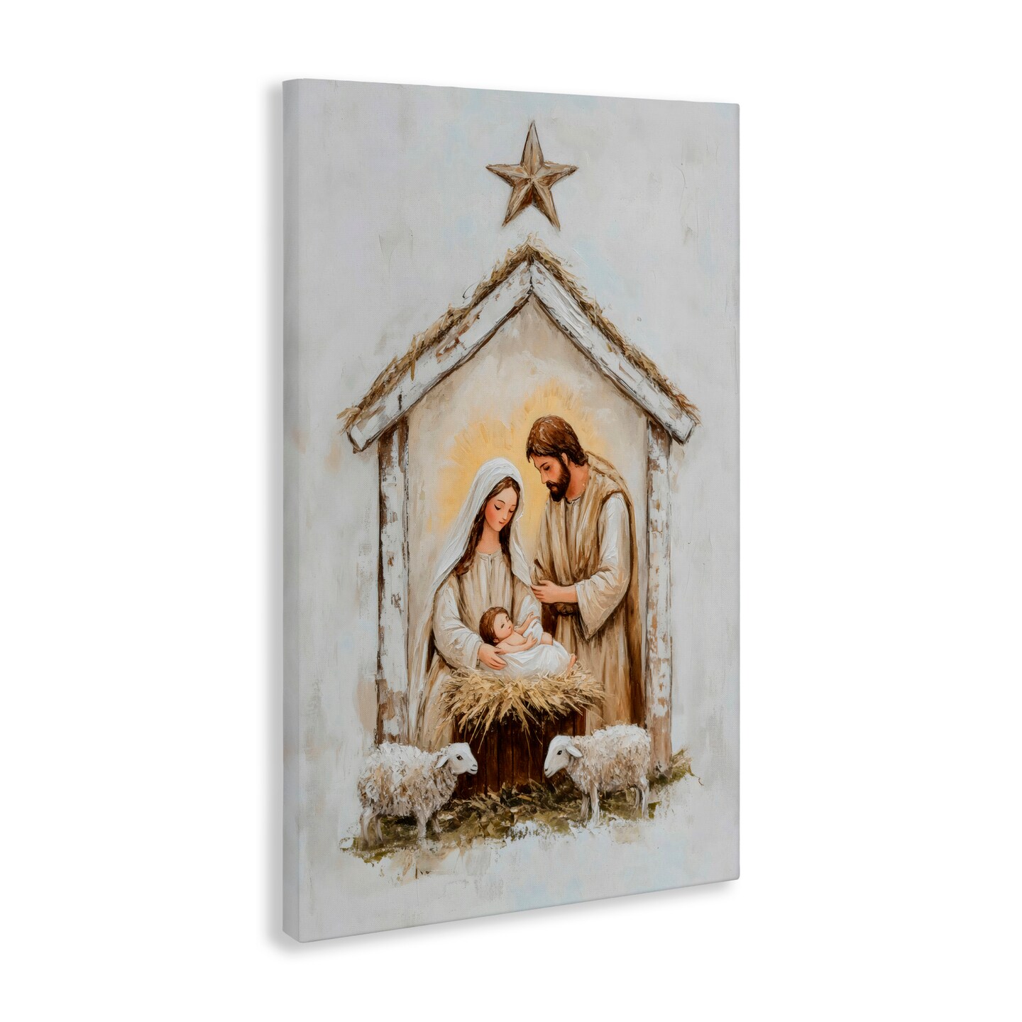 Stupell Industries Little Lambs & Nativity Canvas, design by Petal Prints Design
