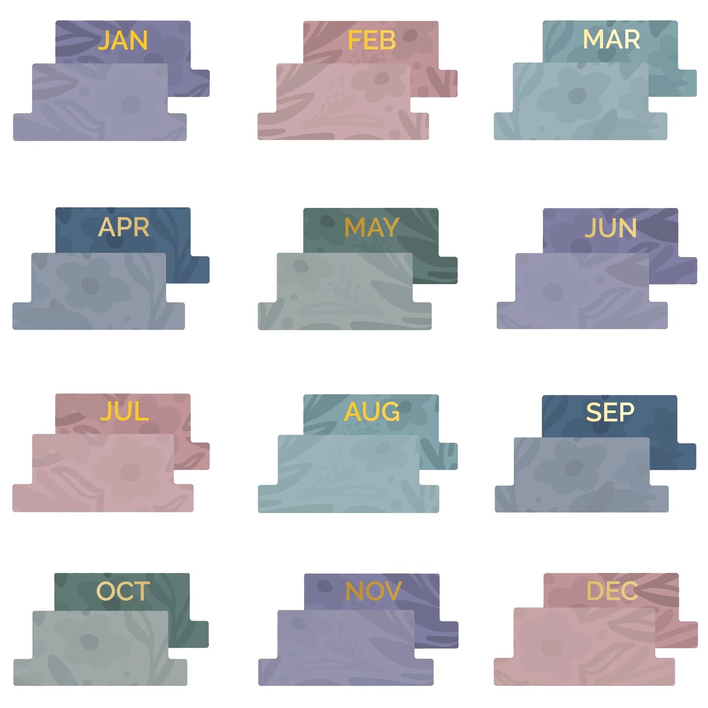 bloom daily planners 24 Piece Planner Tab Sticker Set, Jewel Floral