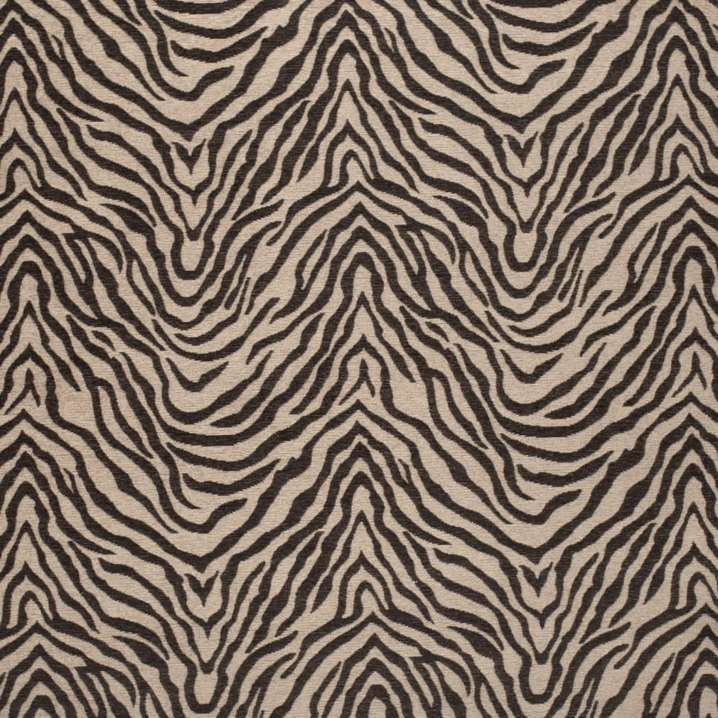 Black Animal Print Chenille Woven Pattern Upholstery Fabric by The Yard - SKU: Tiger Ebony