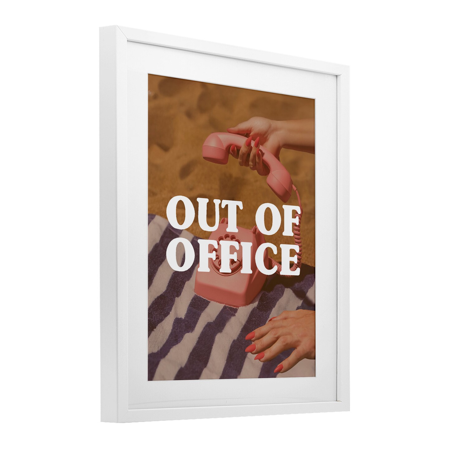 Stupell Industries Out of Office Pink Phone Framed Print Under Glass, design by Lil' Rue